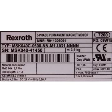 MSK040C-0600-NN-M1-UG1-NNNN SERVO MOTOR REXROTH FREE EU SHIPPING ID4263