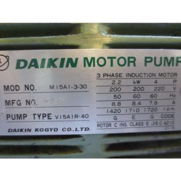 DAIKIN 3 PHASE INDUCTION MOTOR M15A1-3-30 PUMP V15A1R-40 CNC