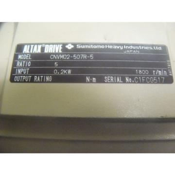 Origin SUMITOMO  ALTAX DRIVE CNVM02-507R-5  200VLT 60HZ 1700RPM 5 TO 1 RATIO TC-FX