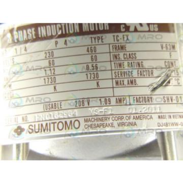 SUMITOMO TC-FX RNYMS02-1220YA-40 1/4 HP 1730 RPM INDUCTION MOTOR Origin NO BOX