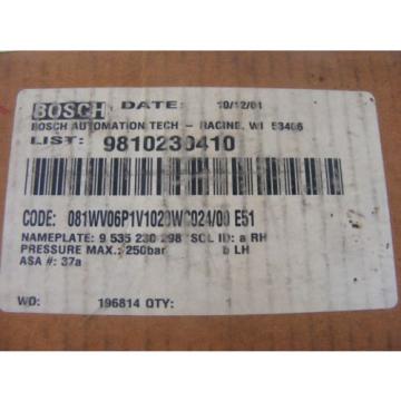 Bosch 081WV06P1V1020WC024/00 E51 Hydraulic Valve NIB