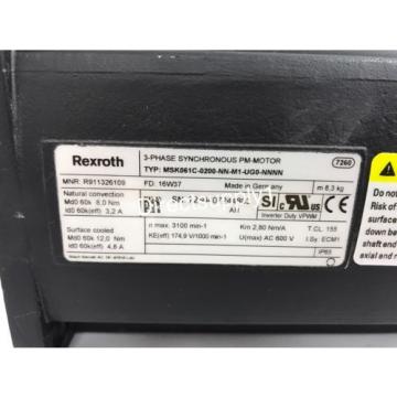 Rexroth MSK061C-0200-NN-M1-UG0-NNNN Synchronous Permanent Magnet Servo Motor