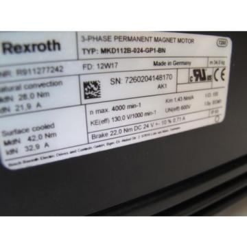 REXROTH MKD112B-024-GP1-BN PERMANENT MAGNET SERVO MOTOR, Origin