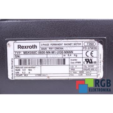 SERVOMOTOR MSK050C-0600-NN-M1-UG0-NNNN R911298354 6000MIN-1 REXROTH ID35501