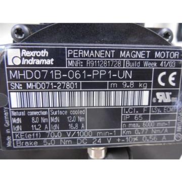 USED Rexroth Indramat MHD071B-061-PP1-UN Permanent Magnet Servo Motor Conn Loose