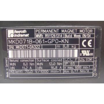 REXROTH INDRAMAT   PM SERVO MOTOR    MKD071B-061-GP0-KN    60 Day Warranty