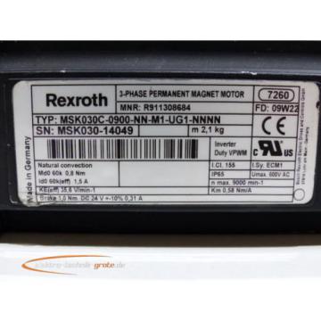 Rexroth MSK030C-0900-NN-M1-UG1-NNNN MNR: R911308684 3-Phase Permanant Magnet Mot