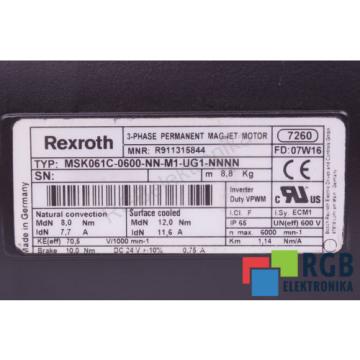 SERVOMOTOR MSK061C-0600-NN-M1-UG1-NNNN R911315844 8NM 77A REXROTH ID23768