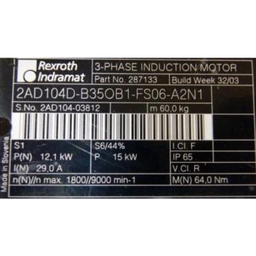 Rexroth Servomotor 2AD 104D-B350B1-FS06-A2N1