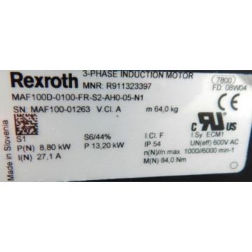 Rexroth 3-Phase Induktions Motor MAF 100D-0100-FR-S2-AHO-05-N1 - used -