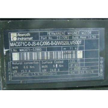 Rexroth Indramat Permanent Magnet Motor MAC071C-0-JS-4-C/095-B-0/WI520LV/S001