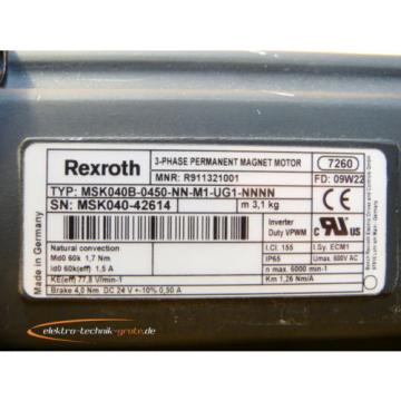 Rexroth MSK040B-0450-NN-M1-UG1-NNNN 3-Phase Permanent Magnet Motor