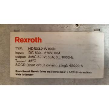 REXROTH INDRAMAT HDS032-W100N AC Servo Drive Controller for parts