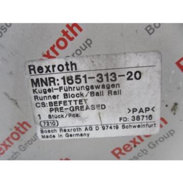 Origin REXROTH 1651-313-20 RUNNER BLOCK/BALL RAIL