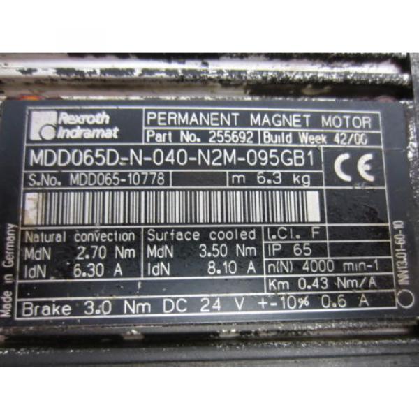 Rexroth Bosch Group 255692 MDD065D-N-040-N2M-095GB1 Motor - Used #10 image