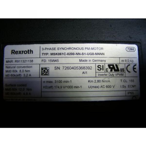 Rexroth MSK061C-0200-NN-S1-UG0-RNNN - Servo Motor #2 image