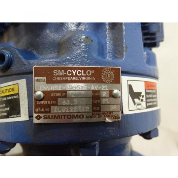 Sumitomo TC-FV CNVMS1-6095YB-AV-21 Motor 1 HP Ratio 21 633 Output RPM #2 image