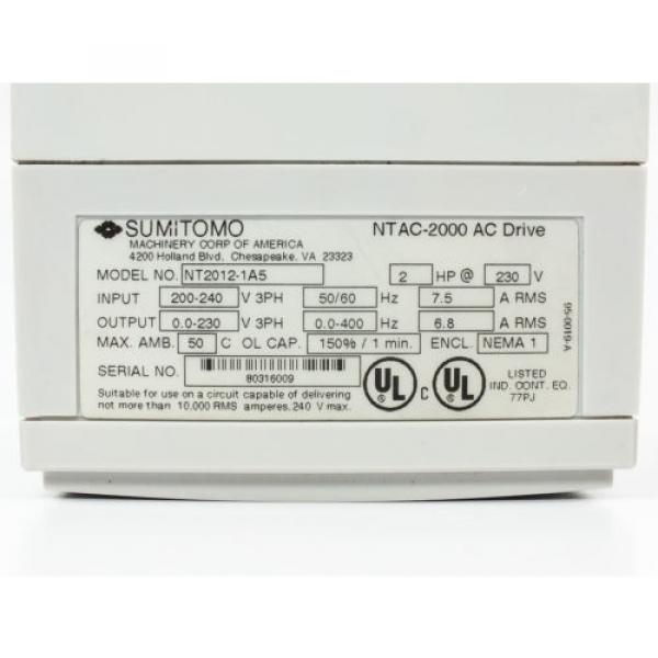 Sumitomo NT2012-1A5 2HP AC Motor Drive 230VAC Sensorless Flux Vector NTAC-2000 #3 image