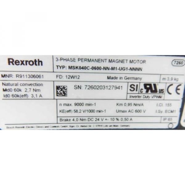 REXROTH Servomotor MSK040C-0600-NN-M1-UG1-NNNN  -unused- #3 image