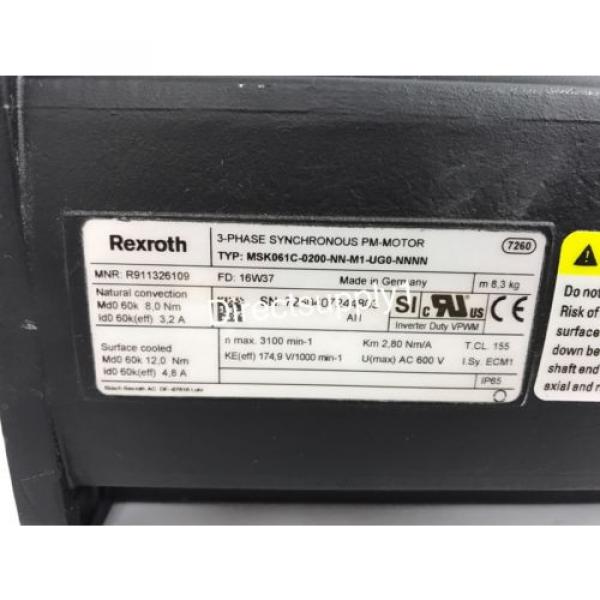 Rexroth MSK061C-0200-NN-M1-UG0-NNNN Synchronous Permanent Magnet Servo Motor #6 image