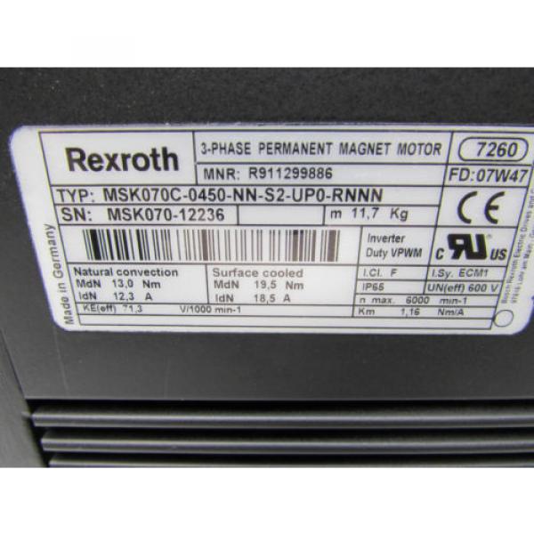 Origin BOSCH / REXROTH SERVO MOTOR MSK070C-0450-NN-S2-UP0-RNNN , FS MAKE OFFER #2 image