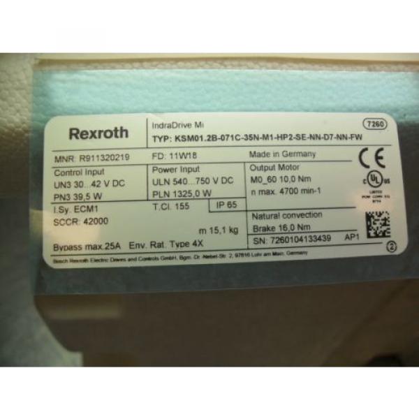 Rexroth Servo KSM01-2B-071C-35N-M1-HP2-SE-NN-D7-NN-FW  Servo Drive Motor NIB #5 image