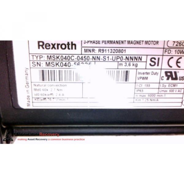 BOSCH REXROTH MSK040C-0450-NN-S1-UP0-NNNN, SYNCHRONOUS SERVO MOTOR #212369 #3 image