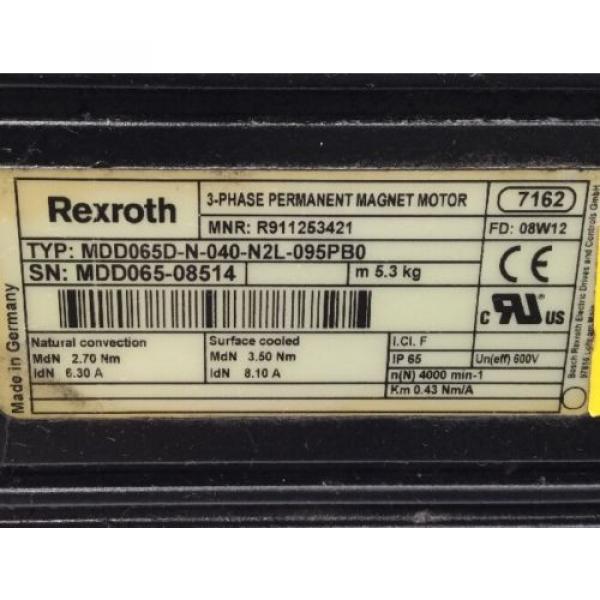 REXROTH 3~ PERMANENT-MAGNET-MOTOR lt;gt; MDD065D -N-040-N2L-095PB0 #3 image