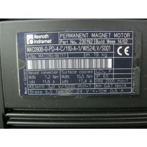 REXROTH INDRAMAT MAC  MAC090B-0-PD-4-C/110-A-1/WI524LV/S001 Servo Motor #2 image