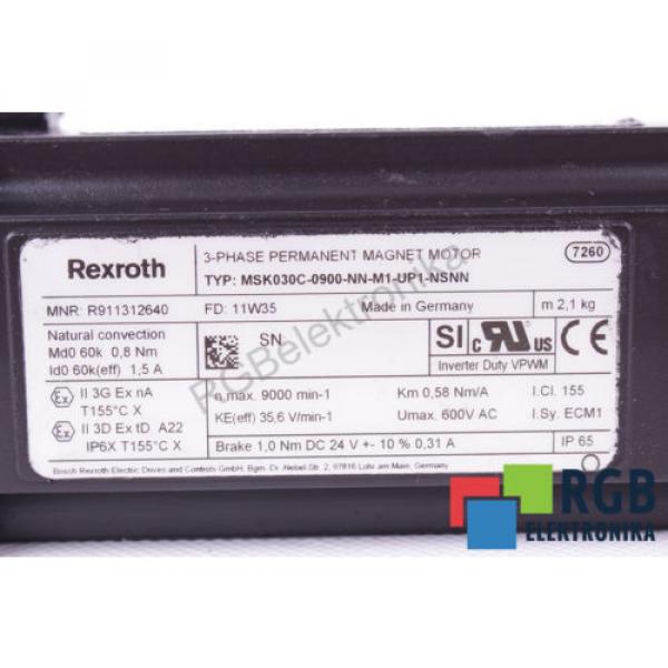 SERVOMOTOR MSK030C-0900-NN-M1-UP1-NSNN 600VAC 9000MIN-1 REXROTH ID18483 #6 image