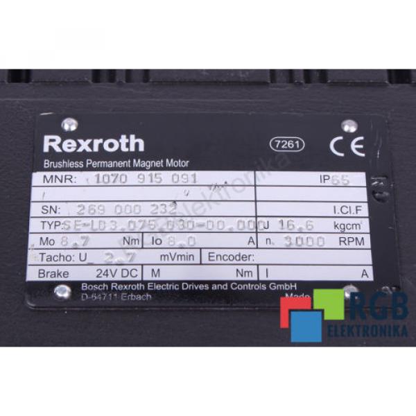 SERVOMOTOR SE-LB3075030-00000 8A 3000RPM BOSCH REXROTH 12M WARRANT ID35537 #6 image