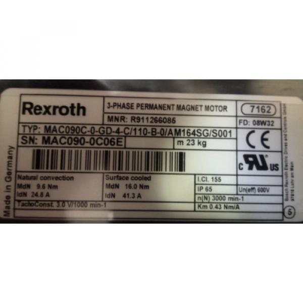 Origin REXROTH MAC090C-0-GD-4-C/110-B-0/AM164S001 RVO MOTOR  RTS05791100 #1 image