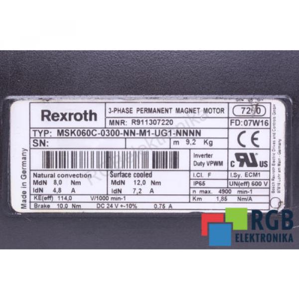 SERVOMOTOR MSK060C-0300-NN-M1-UG1-NNNN R911307220 4900MIN-1 REXROTH ID35502 #7 image