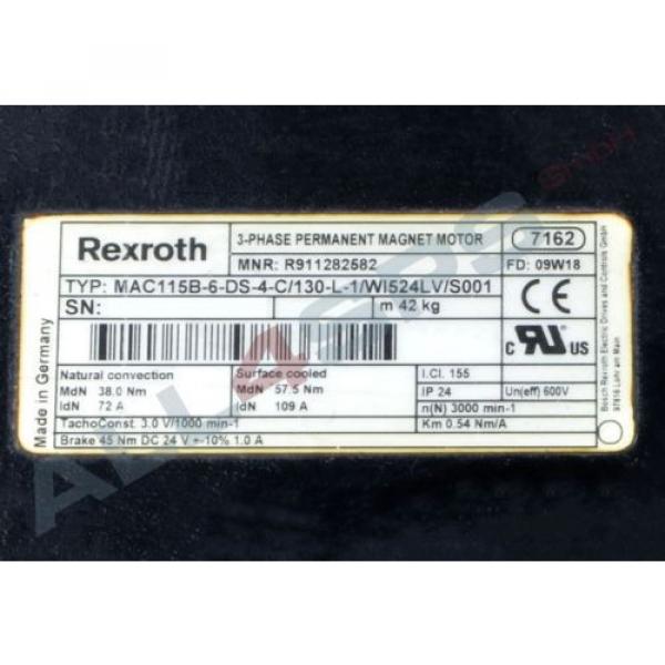 BOSCH REXROTH INDRAMAT PERMANENTMAGNET SERVOMOTOR, MAC115B-6-DS-4-C/130-L-1 #3 image