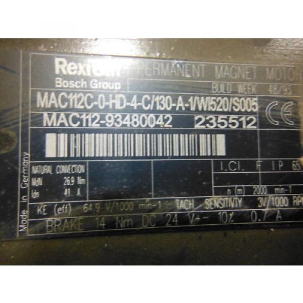 INDRAMAT REXROTH SERVO MOTOR MAC112C-0-HD-C/130-A-1/WI520/S005 ~ Used #2 image