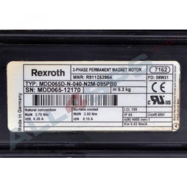 BOSCH REXROTH INDRAMAT DREHSTROMSERVOMOTOR, MDD065D-N-040-N2M-095PB0 GEBRAUCHT #3 image