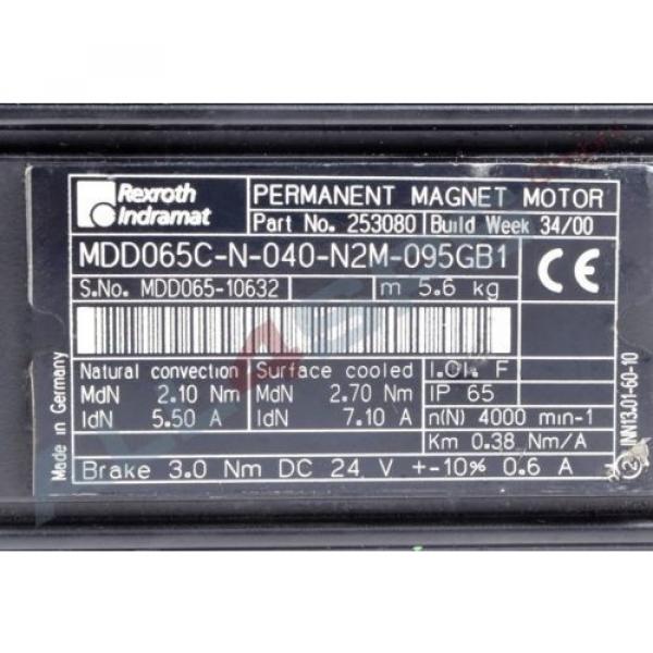 BOSCH REXROTH INDRAMAT DREHSTROMSERVOMOTOR, MDD065C-N-040-N2M-095GB1 GEBRAUCHT #3 image